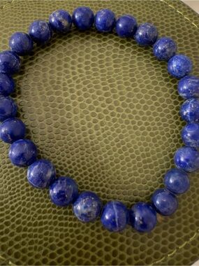 Lapis Bead Stretch Bracelet - Deep Blue